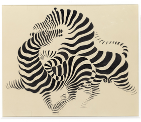 Zèbres-A, 1938, encre de Chine et huille sur papier, 49x60 cm, Fondation Vasarely, Aix-en-Provence - Image en taille réelle, .JPG 736Ko (fenêtre modale)